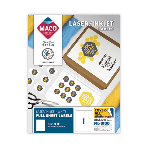[MACML0100] Etiqueta Maco Laser-Inkj 8.5X11" Blanco C/100Pz