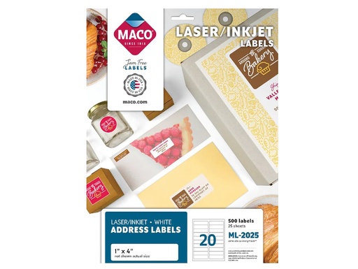 [MACML2025] Lsr Wht Label 1"X 4" W/500