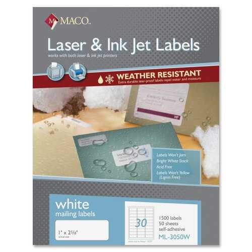 [MACML3050W] Lsr Wht Label 1X2-5/8" Weather