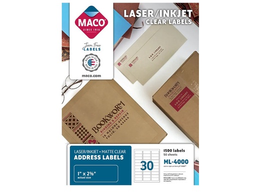 [MACML4000] Clear Label 1"X 2-5/6" W/1500