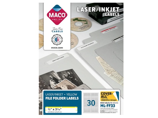 [MACMLFF33] Etiqueta Maco Laser-Inkj P/Folder Amar C/1500Pz