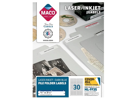 [MACMLFF35] Etiqueta Maco Laser-Inkj P/Folder Azul Obsc C/1500Pz