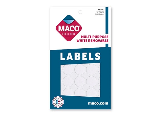[MACMR1212] Etiqueta Maco Redonda 3/4" Blanco C/1000Pz