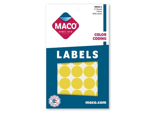 [MACMR12124] Etiqueta Maco Redonda 3/4" Amarillo C/1000Pz