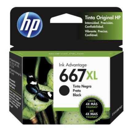 [HEW3YM81AL] Cartucho De Tinta Hp 667Xl Inkjet Negro 480Pg Alto Rendimiento