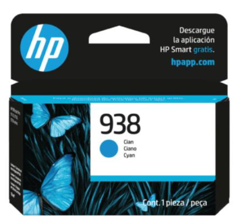 [HEW4S6X5PL] Tinta Hp Original 938 Rendimiento 800 Páginas Color Cian