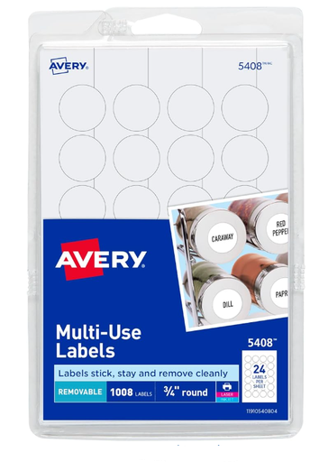 [AVE5408] Etiqueta AVERY Redonda 3/4" Blanco C/1008Pz