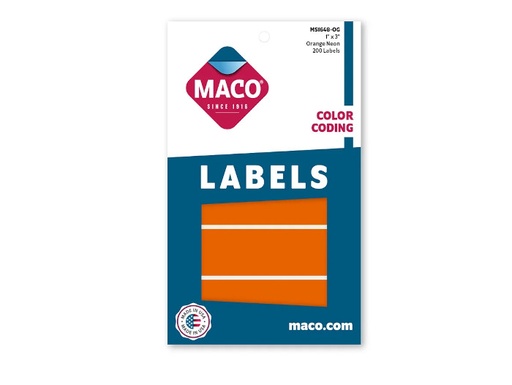 [MACMS1648OG] Etiqueta Maco Rectangular 1X3" Nara Fluor C/200Pz