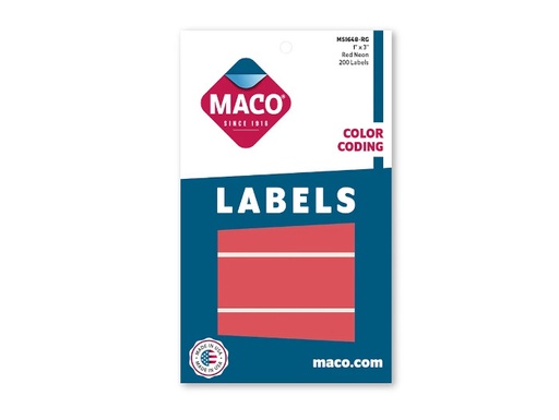 [MACMS1648RG] Etiqueta Maco Rectangular 1X3" Roja Fluor C/200Pz