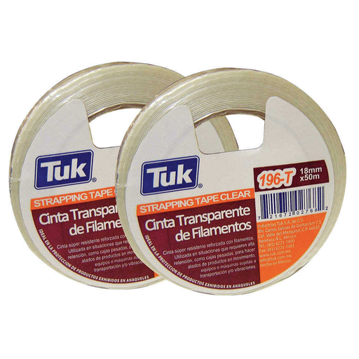 [TUK109602] Cinta De Filamentos 196T (1") 24Mmx50M Transparente