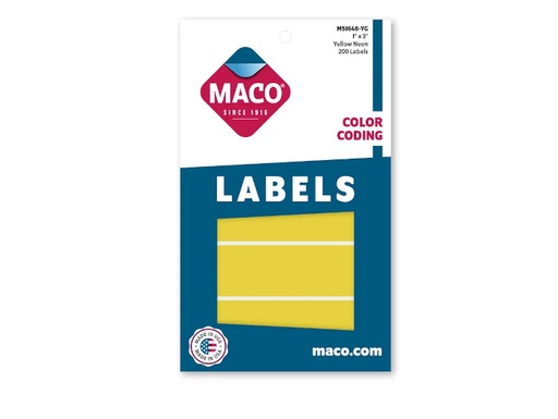 [MACMS1648YG] Etiqueta Maco Rectangular 1X3" Amar Fluor C/200Pz