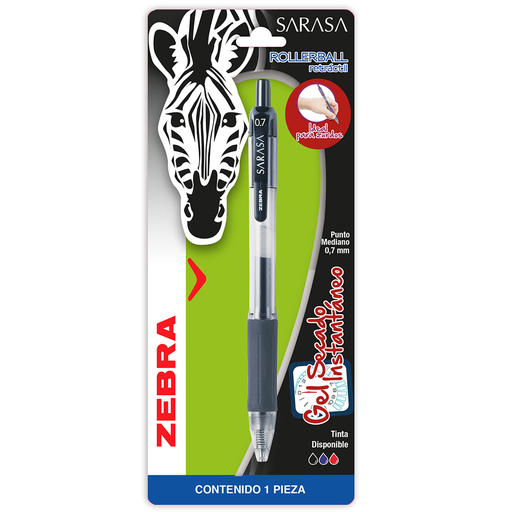 [ZEB8800] Pluma Sarasa Gel Retractil .7Mm Punto Fino Negro