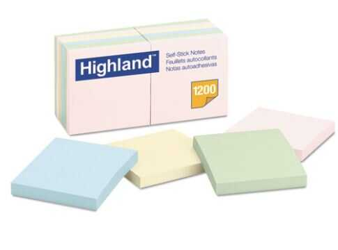 [MMM6549A] Notas Papel C/Adhesivo Highland 3X3" Pastel Surtido C/12Pz