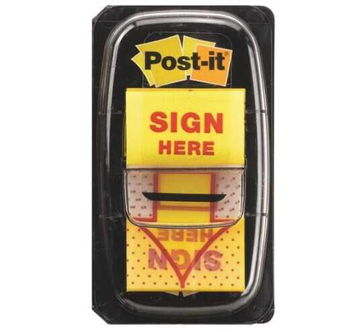 [MMM6809] Banderitas C/Adhesivo Post-It Plastico "Firme Aquí" Grande 50 Hojas