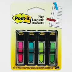 [MMM684ARR3] Banderitas C/Adhesivo Post-It Plastico 1/2" Colores Estandar Surtidos C/4Pz 24 Hojas
