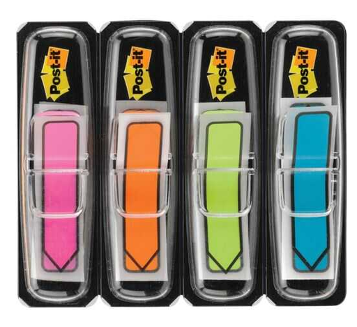 [MMM684ARR4] Banderitas C/Adhesivo Post-It Plastico 1/2" Colores Brillantes Surtidos C/4Pz 24 Hojas