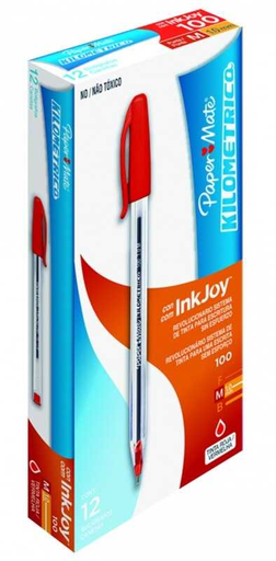 [PAP035322] Pluma Papermate Kilometrico Inkjoy 100 C/Tapa Punto Medio Rojo