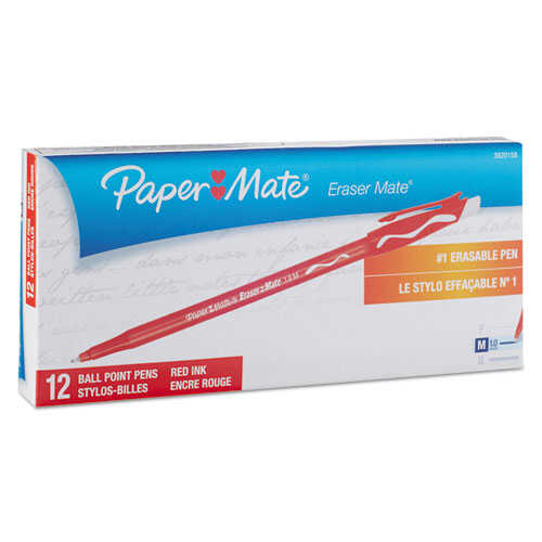 [PAP3920158] Pluma Papermate Borrable Erasermate C/Tapa 1.0Mm Punto Medio Rojo