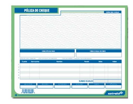 [EST00250] Block Poliza Cheque Estrella 1/2 Carta 25 Hojas