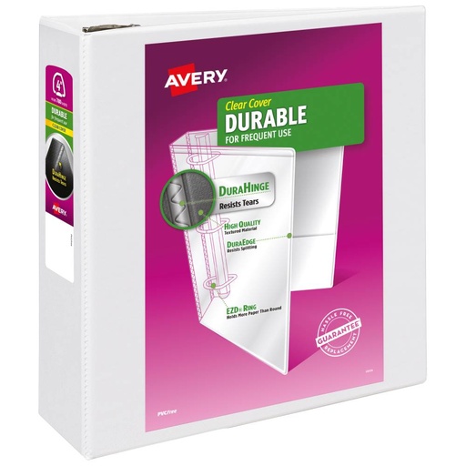 [AVEVS1140WE] Carpeta Avery 4" Capacidad C/Mica T/C 3 Aros D Blanca