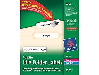 [AVE5366] Etiqueta Avery Laser/Inkjet Para Folder 2/3X3-7/16" Blanco C/1500Pz