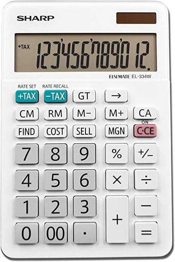 [SHREL334W] Calculadora Semi Escritorio Sharp El334W Solar/Bateria 12 Digitos