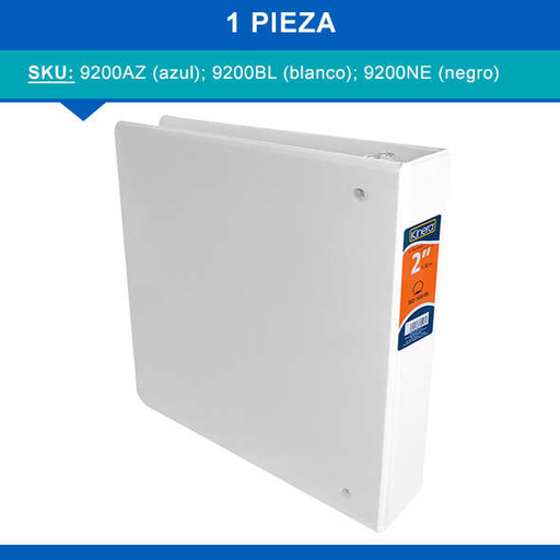 [AZR3029201BL] Carpeta Azor 2" Capacidad C/Mica T/C 3 Aros O Blanca 