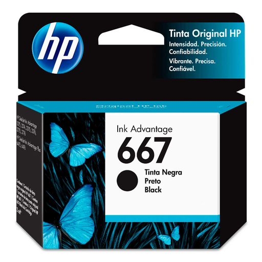 [HEW3YM79AL] Cartucho De Tinta Hp 667 Inkjet Negro 120Pg