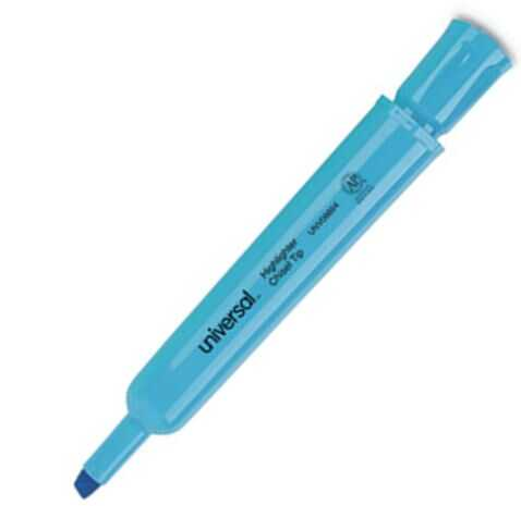 [UNV08864] Desk Highlighter, Chisel Tip, Flourescent Blue