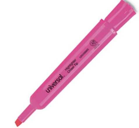[UNV08865] Desk Highlighter, Chisel Tip, Flourescent Pink