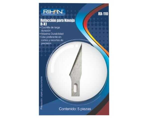 [IRIXACTO110] Navaja Rihan Repuesto #11 P/Xacto #1 C/5Pz
