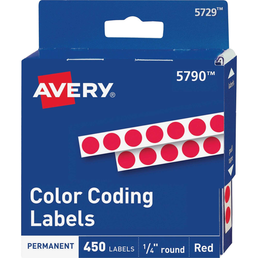 [AVE05790] Etiqueta Avery Redonda 1/4" Rojo C/450
