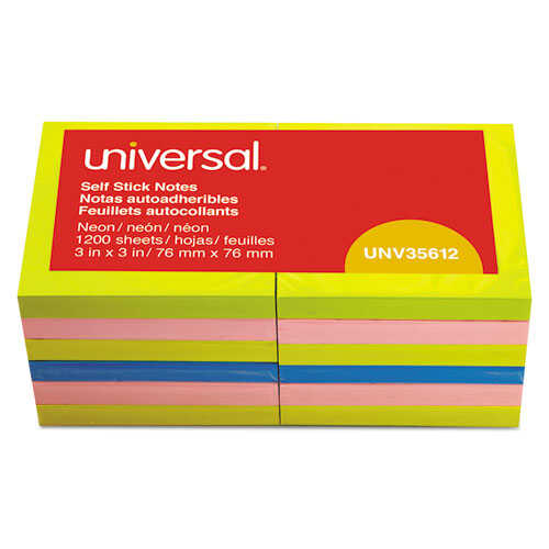 [UNV35617] Notas Papel C/Adhesivo Universal 3X3" Brilloso Surtido C/12Pz