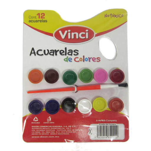 [DIX620022] Acuarelas Vinci C/1 Pincel 12 Colores