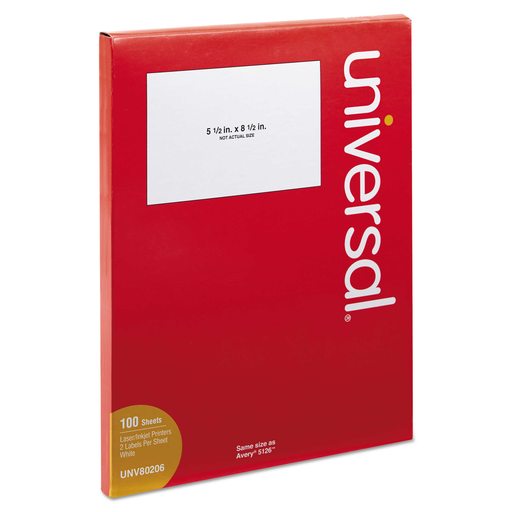 [UNV80109] Lsr Wht Label 8.5"X 11" W/100