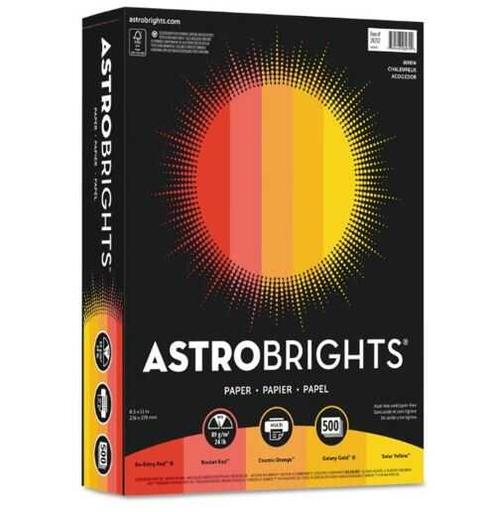 [WAU20272] Papel Bond Astrobrights T/C 5 Colores Calido 24# Surtido 500 Hojas
