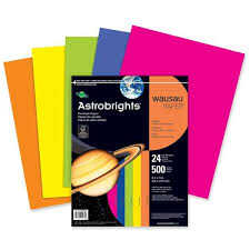 [WAU21289] Papel Bond Astrobrights T/C 5 Colores "Feliz" 24# Surtido 500 Hojas